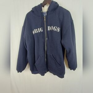 Big Dogs Women Sweater Lining Hoodie Blue X Large 2 Front Pockets